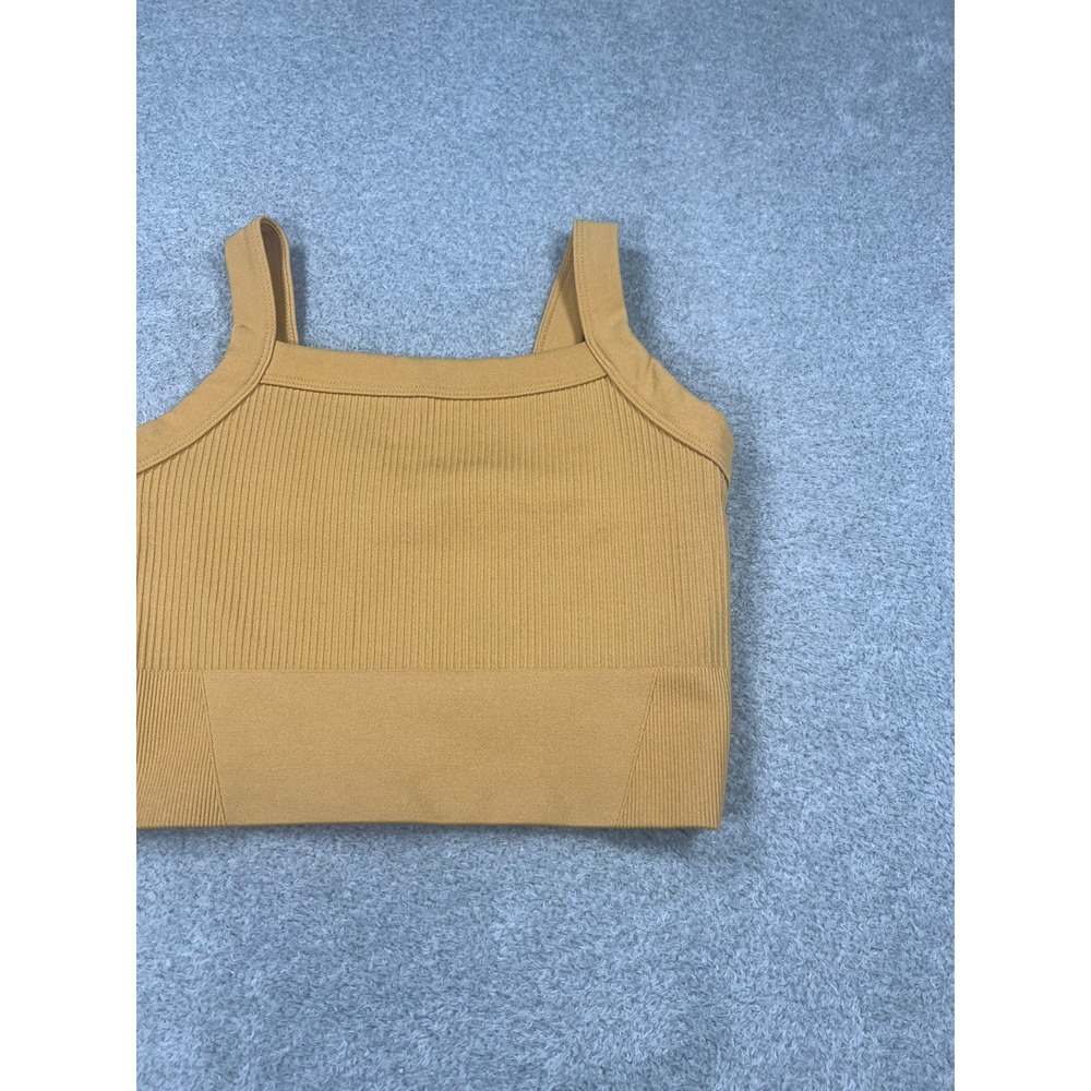 YPB Your Personal Best Womens Mustard Yellow Ribbed Seamless Crop Tank Top Small - Picture 5 of 7